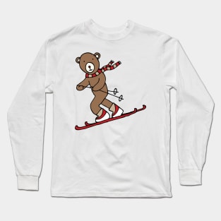 Skiing Bear -  A happy chap by Cecca Designs Long Sleeve T-Shirt